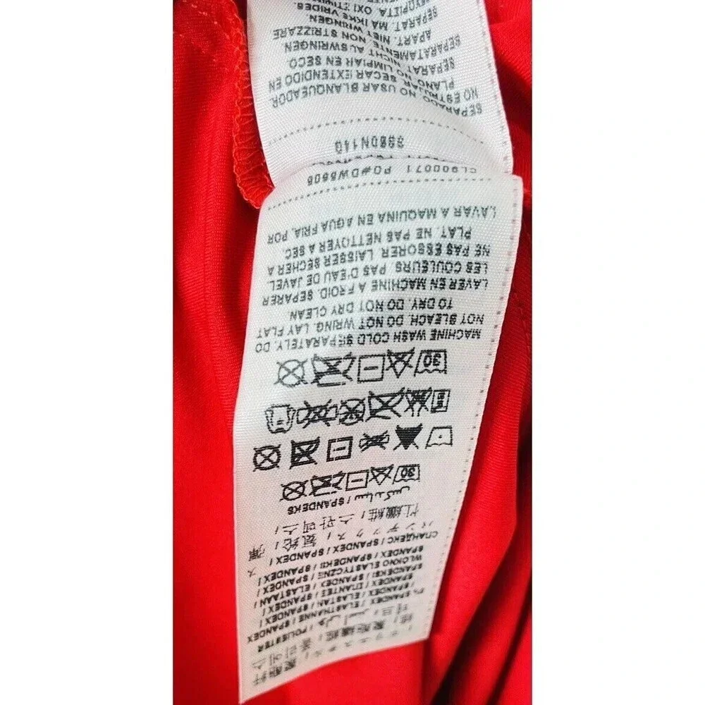 Marciano Strappy Mini Shift Dress Sz M Red Faux Leather Straps Stretch NEW READ